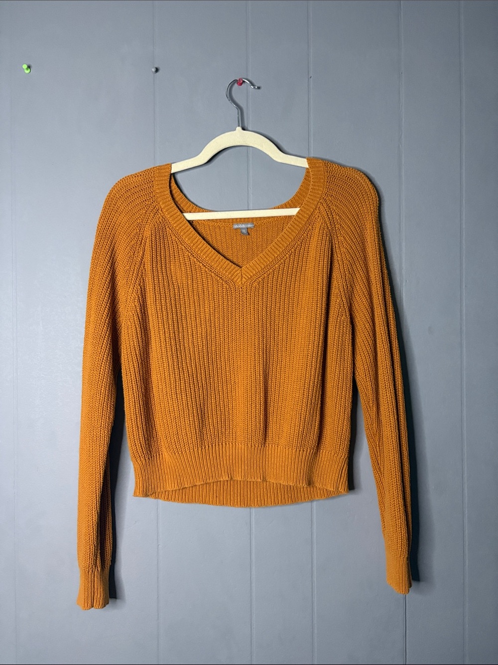 Charlotte Russe Mustard Ribbed V-Neck Sweater